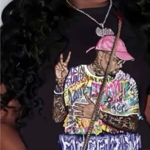 Colorful Graphic T-Shirt with Pink Cap Design